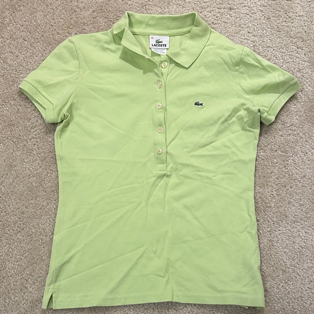 NWOT Lacoste Women's Light Green Polo Shirt size 38